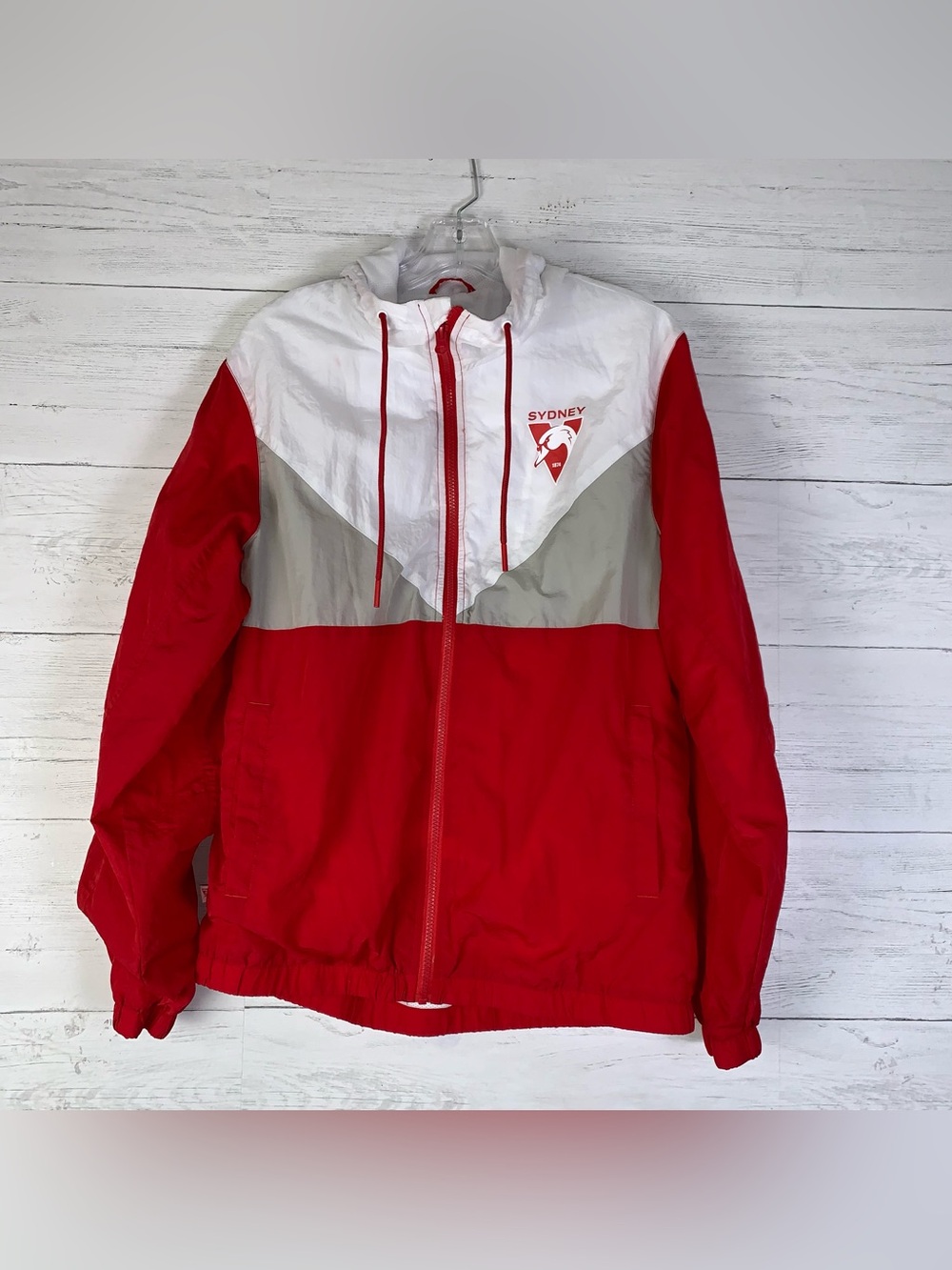 Sydney Swans Paneled Red Zip-Up Hoodie size small